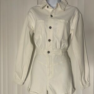 Stylish Cream Button-Up Jumpsuit